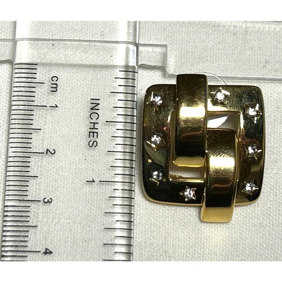 Joan Rivers Vintage Gold Plated Rhinestone Star Earrings - Picture 3 of 10